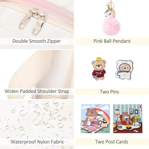 Miniatura 5 de Mochila para niñas con accesorios, bolsas para portátiles de 16 pulgadas, mochila escolar kawaii, mochila de viaje universitaria para adolescentes