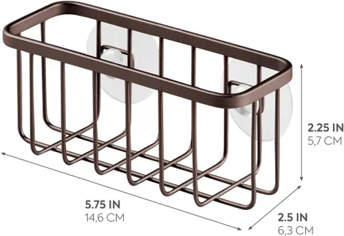 Miniatura 2 de iDesign Gia - Soporte de succión para fregadero, esponjas, fregadores, jabón en cocina, baño, bañeras, 5.75 x 2.25 x 2.5 pulgadas, bronce
