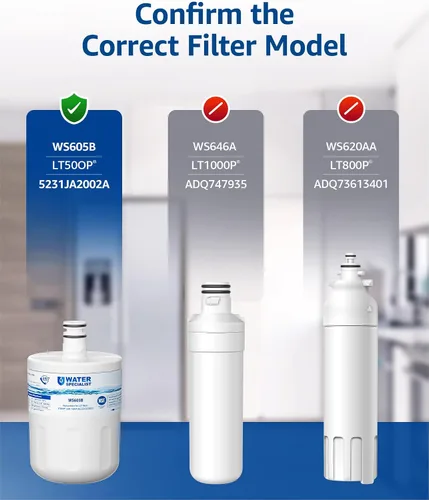 Miniatura 3 de Waterspecialist Filtro de agua para refrigerador 5231JA2002A, repuesto para LG® LT500P®, ADQ72910911, GEN11042FR-08, LFX25974ST, ADQ72910901