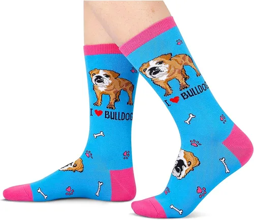 Miniatura 2 de HAPPYPOP Calcetines novedosos Bulldog Corgi de pollo, divertidos regalos de dinosaurio de perro salchicha de abeja para amantes de los animales