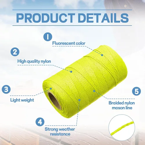 Miniatura 4 de Amylove Línea de cuerda Mason de 4 rollos #18, línea de cuerda de construcción trenzada de nailon de 500 pies, cuerda resistente para exteriores
