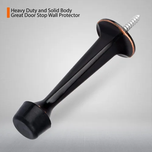 Miniatura 2 de Paquete de 6 topes rígidos sólidos para puerta, protectores de pared resistentes con puntas de goma suave, bronce aceitado Bronce frotado con aceite