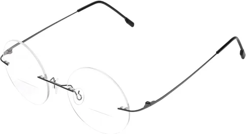 Gafas de lectura bifocales con marco redondo sin montura para hombres y mujeres+1.00 aleación de titanio ligeros lentes de lectura