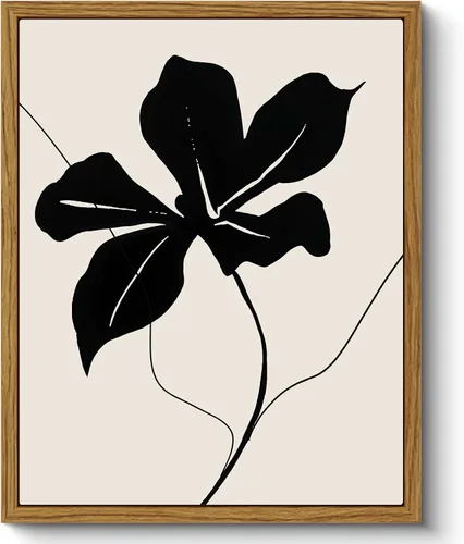 ARPEOTCY Arte de Pared en Lienzo Enmarcado Vintage, Impresiones de Arte de Flores Abstractas Minimalistas Negras Decoración del Hogar Estética,
