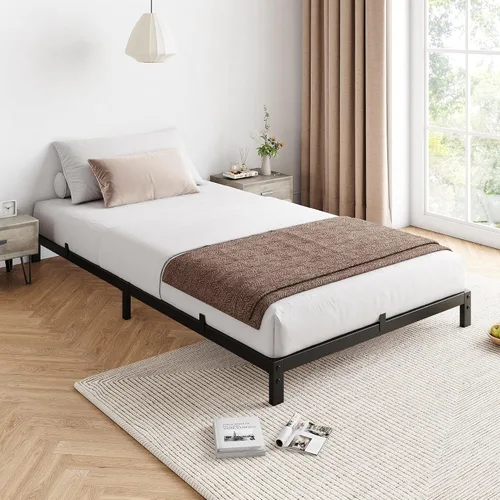 Miniatura 3 de IDEALHOUSE Base de cama individual de 6 pulgadas, no necesita somier, plataforma de metal resistente de perfil bajo con listones de acero