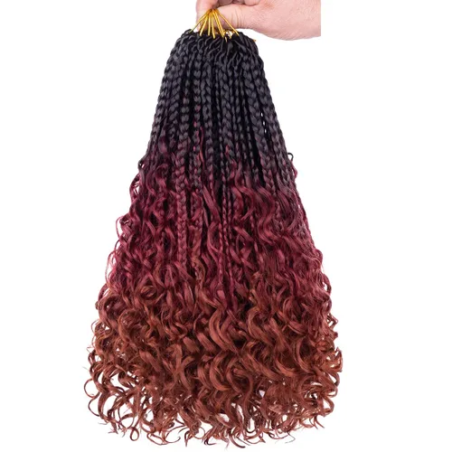 Miniatura 38 de COOKOO Cabello de Trenzas de Caja Bohemias de Ganchillo de 8 Pulgadas para Mujeres Negras, Paquete de 8, Cabello Sintético de Trenzas de Caja