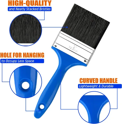 Miniatura 2 de King Origin - Brocha de pintura de 3 pulgadas, 1 paquete, pincel ancho para pintar paredes y superficies grandes, muebles, manualidades, pincel
