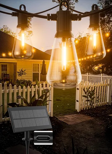 Miniatura 14 de Zuske Cadena de luces para exteriores de 25 pies, luces LED colgantes para patio con 12 bombillas inastillables, luces impermeables