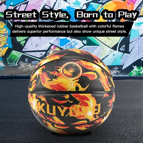 Miniatura 9 de KUYOTQ - Baloncesto para niños, jóvenes y adultos, tamaño 3/4/5/6/7 (22/25.5/27.5/28.5/29.5"), baloncesto premium de goma o cuero sintético