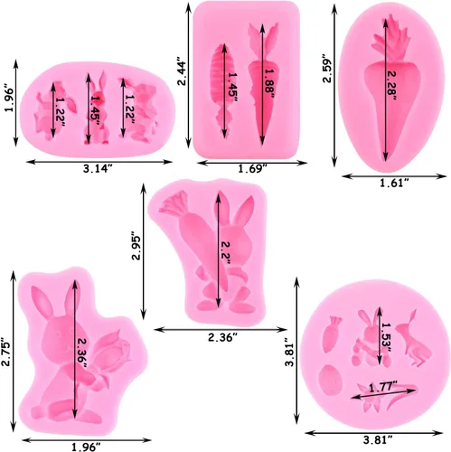 Miniatura 3 de ZiXiang Moldes para fondant de Pascua, moldes de silicona de conejo, molde de zanahoria y chocolate, molde de conejo, flor, caramelo para decoración