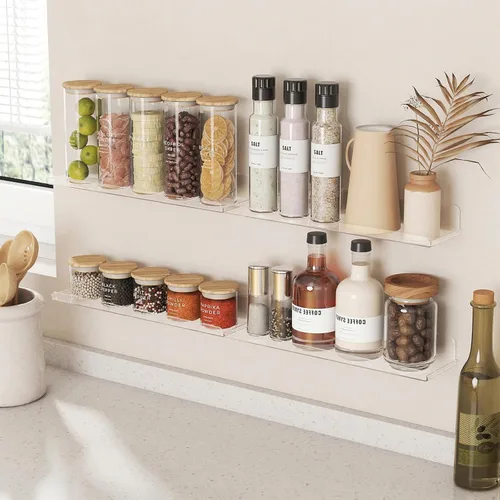 Miniatura 9 de Lifewit Estantes flotantes para pared, paquete de 6 estantes de acrílico transparente de 15 pulgadas, decoración de habitación