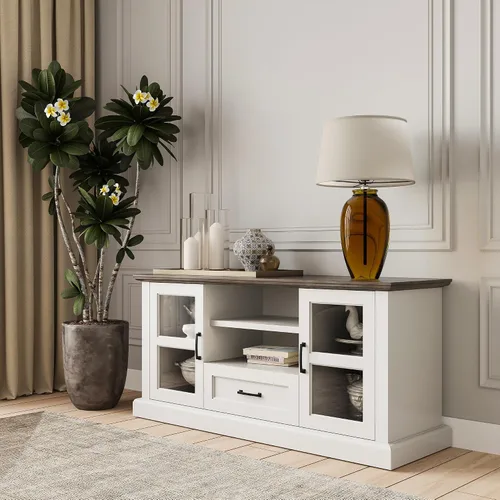 Miniatura 10 de BELLEZE Trussati - Mueble rústico de TV de 62 pulgadas, se adapta a televisores de hasta 70 pulgadas, consola central de entretenimiento