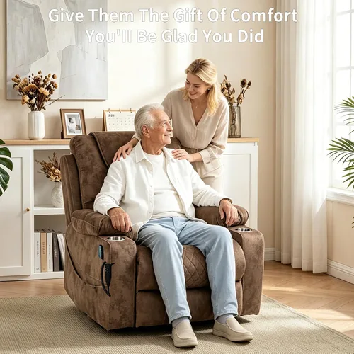 Miniatura 10 de Silla reclinable eléctrica de gran tamaño para personas grandes y altas, silla reclinable eléctrica grande de 25 pulgadas con masaje y calefacción