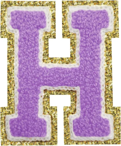 Miniatura 161 de Parches de letras termo-adhesivas de felpilla para chaquetas, parches de letras universitarias con brillantina para planchar en la letra azul A