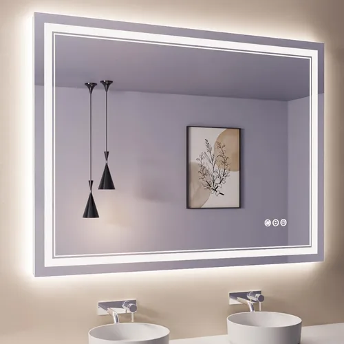 Miniatura 89 de Espejo de baño LED de 72 x 36 pulgadas, retroiluminado y frontal iluminado, espejo de tocador grande iluminado con luces, antiniebla, regulable