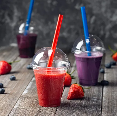 Miniatura 4 de [50 juegos de 12 onzas] Vasos de plástico transparente para mascotas con tapas de cúpula para café helado, bebidas frías, batidos, tazas