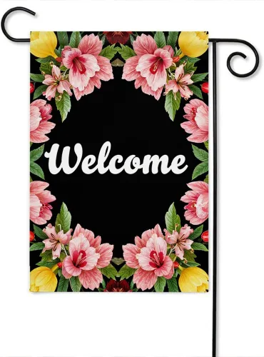 Miniatura 16 de Moslion Bandera de jardín con texto en inglés "Give Thanks For He Is Good", bandera de doble cara, bandera de bienvenida para patio, decoración