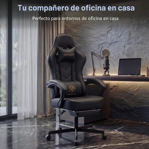 Miniatura 9 de Silla de escritorio para juegos para computadora, silla de oficina ergonómica de respaldo alto con reposapiés y soporte lumbar, sillas giratorias