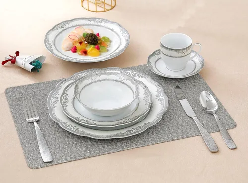 Miniatura 5 de Lorenzo Import Victoria - Vajilla de porcelana ondulada (57 piezas)
