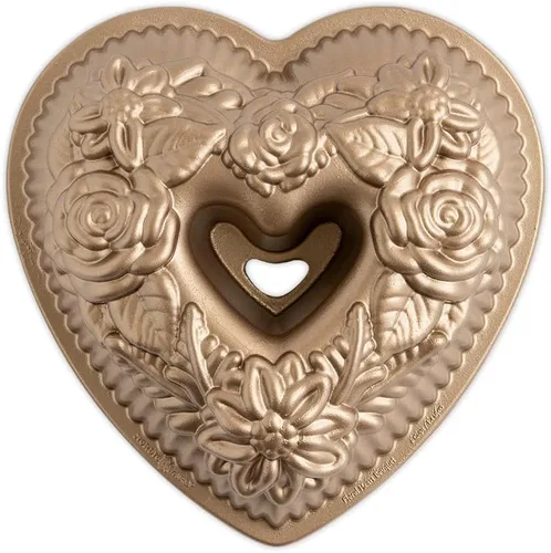 Nordic Ware Wildflower Heart Bundt, 6 tazas, caramelo