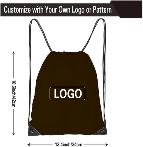 Miniatura 2 de Mochila con cordón a granel Draw String Bags Poliéster Cinch Bag para Gym Sport, Negro