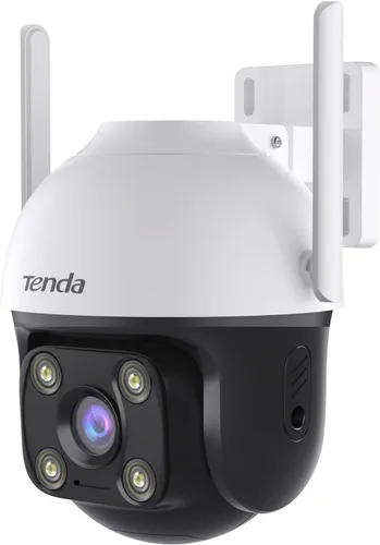Tenda Cámara de seguridad Wi-Fi 2K QHD para exteriores, enchufe de 4MP, cobertura completa de 360°, visión nocturna a color, detección de movimiento