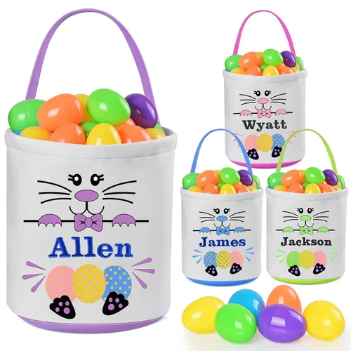 Miniatura 37 de Jocidea - Cesta de Pascua personalizada, paquete de 1 cestas de Pascua personalizadas para niñas y niños, cesta de Pascua personalizada para bebés