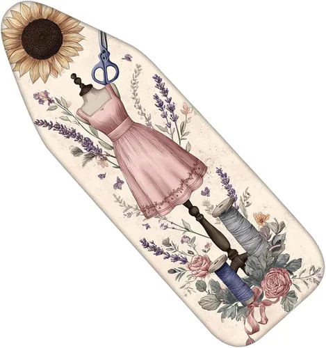 Miniatura 31 de Nuxovilar Maniquí de Costura Vintage y Funda para Tabla de Planchar con Patrón Floral, 15×54 pulgadas, Se Adapta a la mayoría de Tablas Estándar