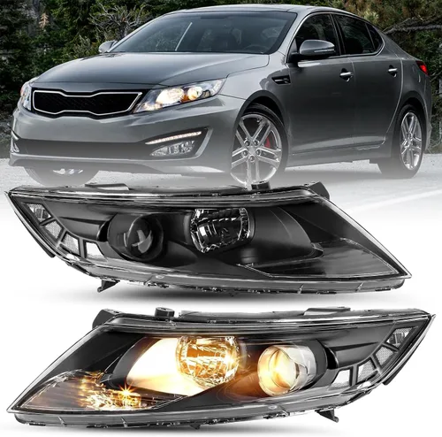 Miniatura 9 de SOCKIR Conjunto de faros halógenos de repuesto para Kia Optima 2011 2012 2013, carcasa negra, reflector transparente para lado del conductor