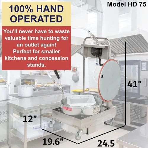 Miniatura 3 de MirOil Máquina de filtro de aceite para freidora 75HD con carrito de descartar y bomba manual, sistema de filtración para freidora para catering