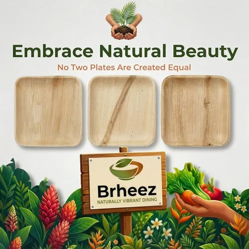 Miniatura 4 de brheez Platos de bambú desechables de hoja de palma Platos de aperitivo de bambú de 6 pulgadas Platos biodegradables ecológicos compostables