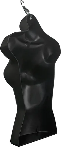 Miniatura 8 de Maniquí negro para hombre y mujer, cuerpo de espalda hueca, apilable, con ganchos para colgar, para exhibición de camisetas, encimera, espectáculos
