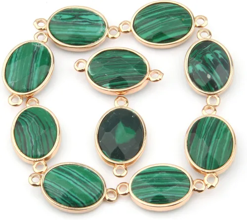 Miniatura 5 de LE SKY Conectores de piedra natural con forma de huevo facetado, dijes de ágata negra para hacer joyas, collares, pulseras, 10