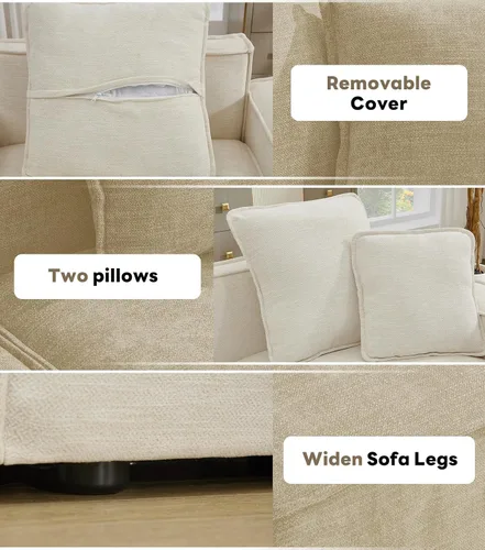 Miniatura 6 de WILLOVE Juego de sofá modular modular, sofá nube de felpilla con reposabrazos anchos y 8 almohadas, sofás de asiento profundo para sala de estar, 4