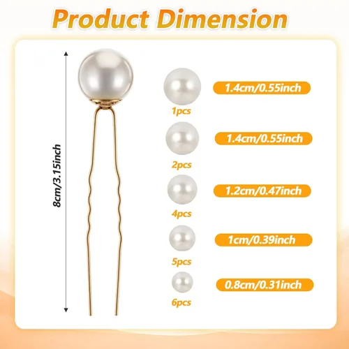 Miniatura 2 de 18 piezas de accesorios para el cabello de novia, perlas de boda, pasadores de pelo en forma de U, clips de perlas para novia, dama de honor