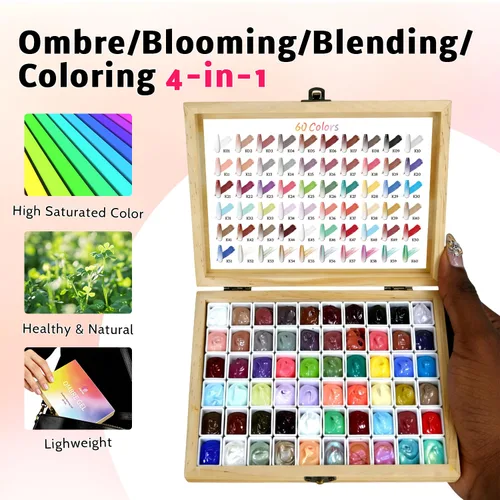 Miniatura 4 de Juego de esmalte de uñas en gel con esponja de 24 colores para dibujo de líneas, diseño de rayas, flores, ombre, rubor, floración, aura, arte