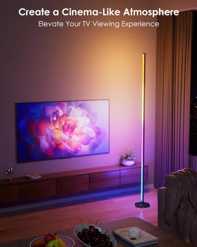 Miniatura 6 de Lámpara de pie de esquina, luz RGB de 65 pulgadas que cambia de color con control remoto, lámpara de esquina LED regulable con sincronización