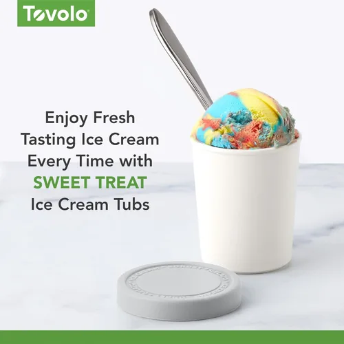 Miniatura 2 de Tovolo Sweet Treat - Recipiente reutilizable para helado casero, varios colores, juego de 4 a 6 onzas apilables con tapas de silicona