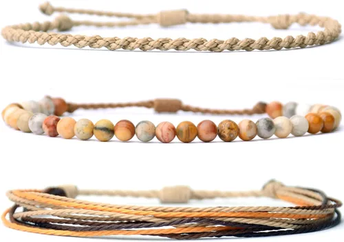 Miniatura 30 de Pulsera curativa hecha a mano con cuentas de piedra natural, regalo para hombres, pulsera de cuerda ajustable
