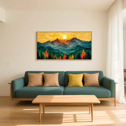 Miniatura 42 de Celestdeco Juego de arte de pared en lienzo abstracto y neutro grande con marco naranja, moderno y minimalista para pared, diseño geométrico bohemio