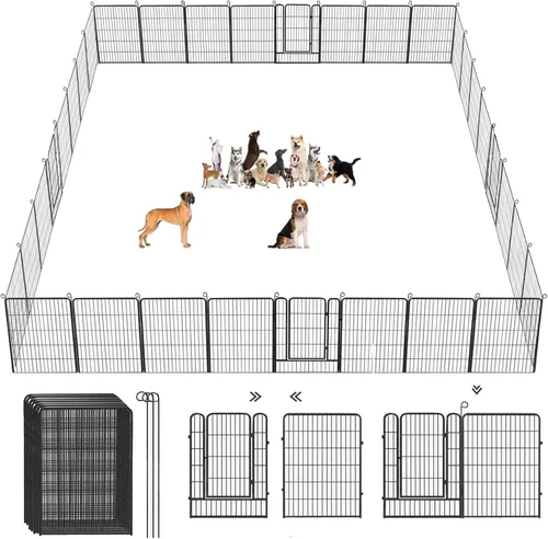 Miniatura 15 de Corralito para perros, 32 pulgadas, 10 paneles cerca para perros de exterior, corral para perros de interior antióxido, corral para mascotas