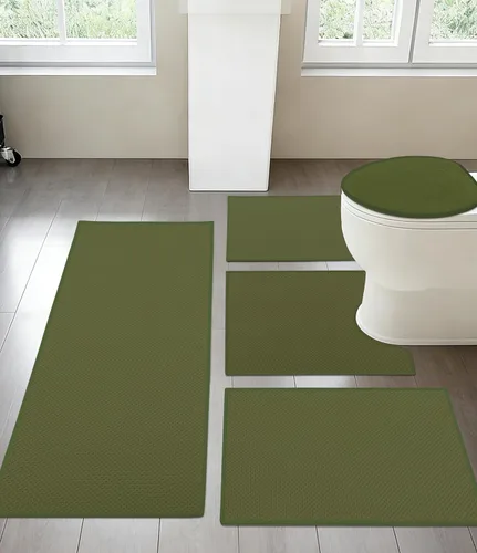 Miniatura 8 de YIHOUSE Juego de 2 tapetes de baño ultrafinos de secado rápido, tapete de baño absorbente para baño, antideslizante, lavable a máquina (beige)