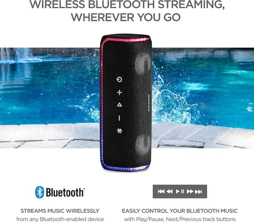Miniatura 5 de ION Audio Slam Jam-IPX7 - Altavoz Bluetooth impermeable con micrófono, batería recargable, 15 sonidos de batería, entrada auxiliar y puerto de carga