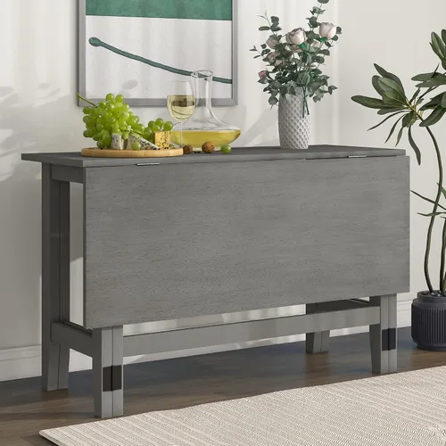 Miniatura 2 de Knocbel Mesa de comedor plegable rectangular para 2 a 4 personas, cocina de madera, comedor, bar, pub, bistró, muebles de espacio pequeño, altura