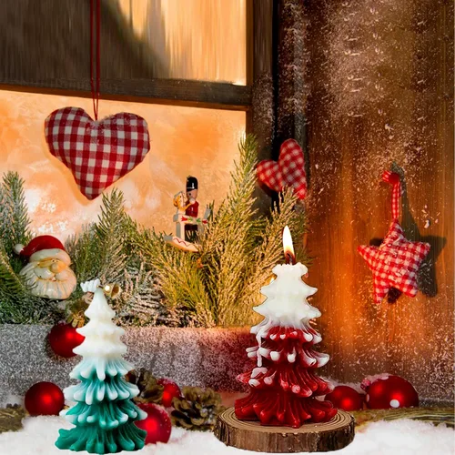 Miniatura 2 de Molde de Árbol de Navidad para Velas, Molde de Árbol de Pino 3D de Silicona para Hacer Velas Aromaterapia Cera Resina Epoxy para Jabón Fiesta de 02