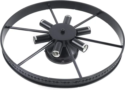 Miniatura 6 de Lámpara de techo con rueda de carro, 6 luces rústicas de estilo rústico semiempotrado, lámpara de techo industrial para cocina, isla, comedor
