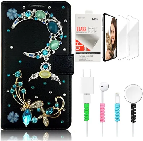 Miniatura 6 de Bling SSBLDwSPCPSeries-13 - Funda de piel con tapa y protector de pantalla y cable