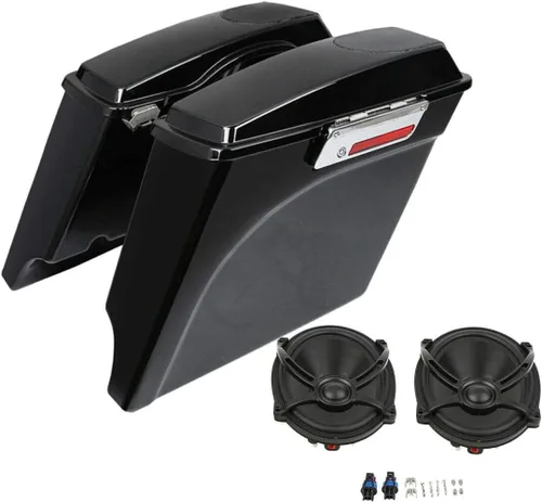 Miniatura 2 de TCMT Alforjas extendidas de 5 pulgadas con tapas de altavoz de 5 x 7 pulgadas para modelos Harley Touring CVO Road Glide Road King Street Glide