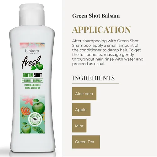 Miniatura 4 de SALERM - Acondicionador Capilar - Green Shot Balm Biokera Fresh - 10.1 fl oz - con Manzana, Té Verde, Menta y Aloe Vera - Hidrata y Refresca