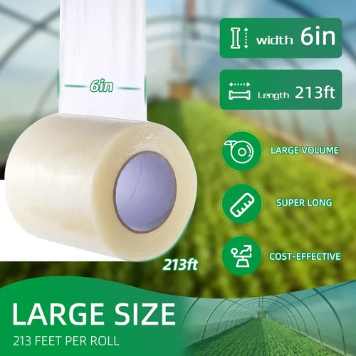 Miniatura 3 de Cinta de reparación de invernaderos, cinta de plástico para invernadero de 6.3 mil de grosor, cinta transparente resistente a los rayos UV